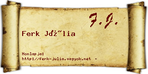 Ferk Júlia névjegykártya
